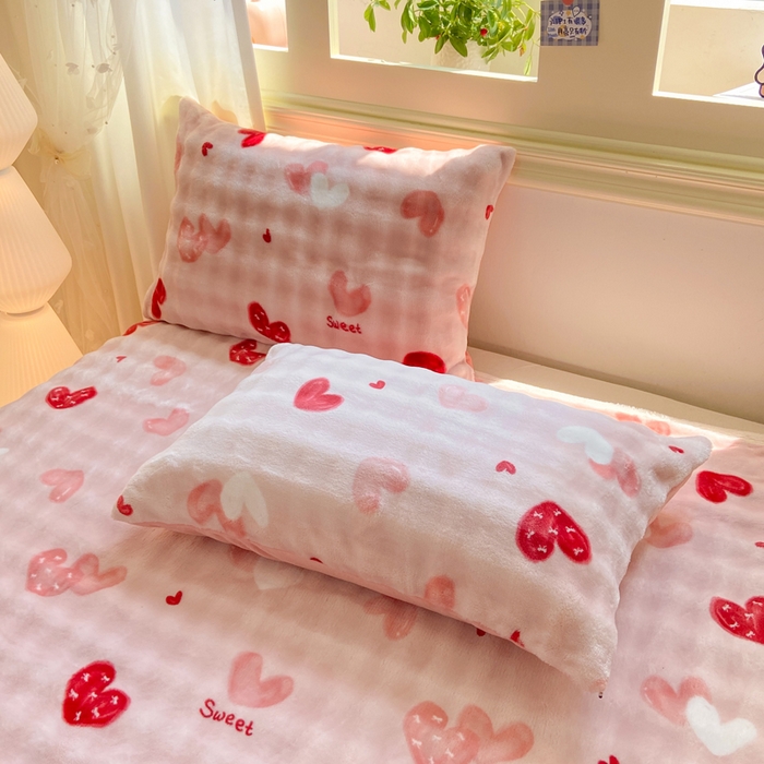 91家纺网 家纺一手货源 找家纺 耐思家纺 2025新款泡泡牛奶绒印花单床单单品床单床单单件 泡泡-甜心粉