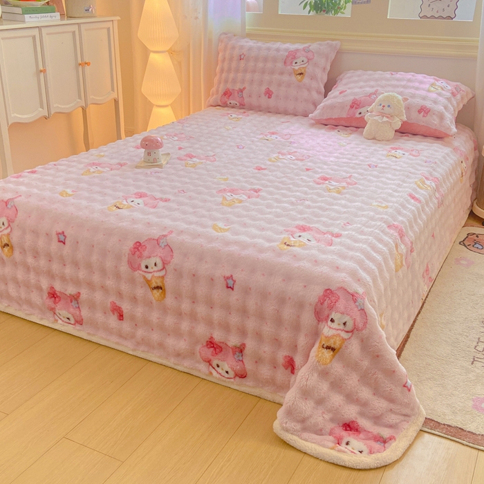 91家纺网 家纺一手货源 找家纺 耐思家纺 2025新款泡泡牛奶绒印花单床单单品床单床单单件 泡泡-美乐迪