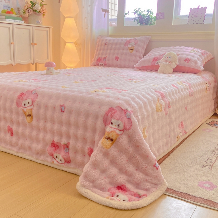 91家纺网 家纺一手货源 找家纺 耐思家纺 2025新款泡泡牛奶绒印花单床单单品床单床单单件 泡泡-美乐迪