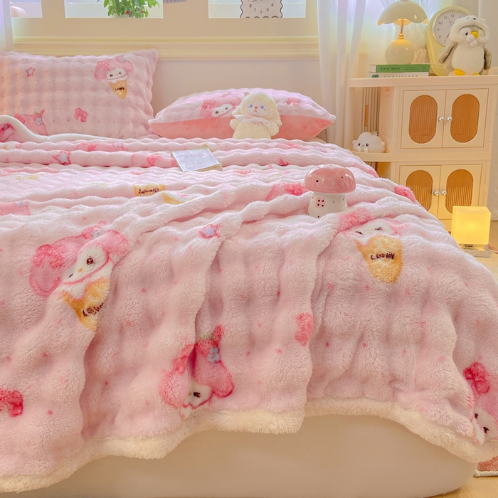 91家纺网 家纺一手货源 找家纺 耐思家纺 2025新款泡泡牛奶绒印花单床单单品床单床单单件 泡泡-美乐迪