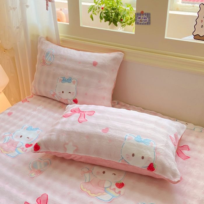 91家纺网 家纺一手货源 找家纺 耐思家纺 2025新款泡泡牛奶绒印花单床单单品床单床单单件 泡泡-KT 猫