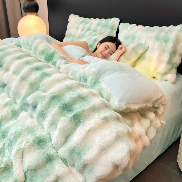 91家纺网 家纺一手货源 找家纺 （总）耐思家纺 2025新款泡泡牛奶绒纯色四件套