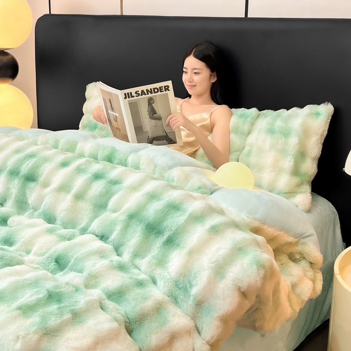 91家纺网 家纺一手货源 找家纺 （总）耐思家纺 2025新款泡泡牛奶绒纯色四件套