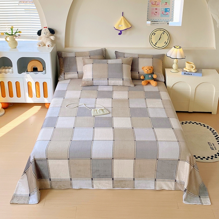 91家纺网 家纺一手货源 找家纺 （总）艾橙家纺 2025秋冬新款高克重牛奶绒印花床单单品床单床单单件