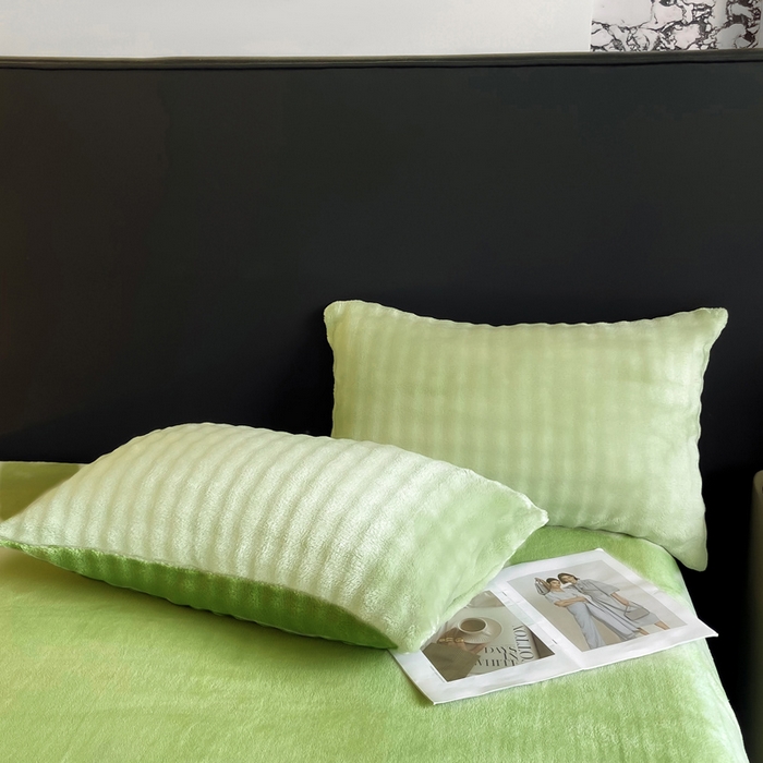 91家纺网 家纺一手货源 找家纺 耐思家纺 2025新款泡泡牛奶绒纯色四件套 泡泡 淡雅绿