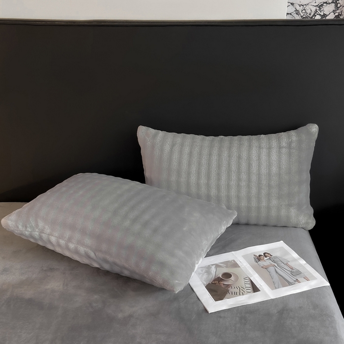 91家纺网 家纺一手货源 找家纺 耐思家纺 2025新款泡泡牛奶绒纯色四件套 泡泡 星空灰