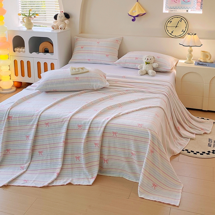 91家纺网 家纺一手货源 找家纺 艾橙家纺 2025秋冬新款高克重牛奶绒印花床单单品床单床单单件 彩虹旋律