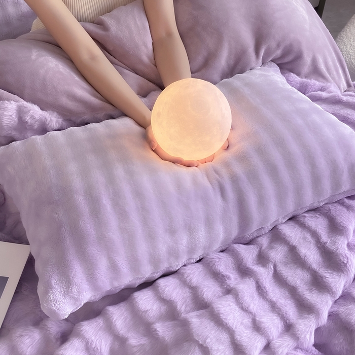 91家纺网 家纺一手货源 找家纺 耐思家纺 2025新款泡泡牛奶绒纯色四件套 泡泡 梦幻紫