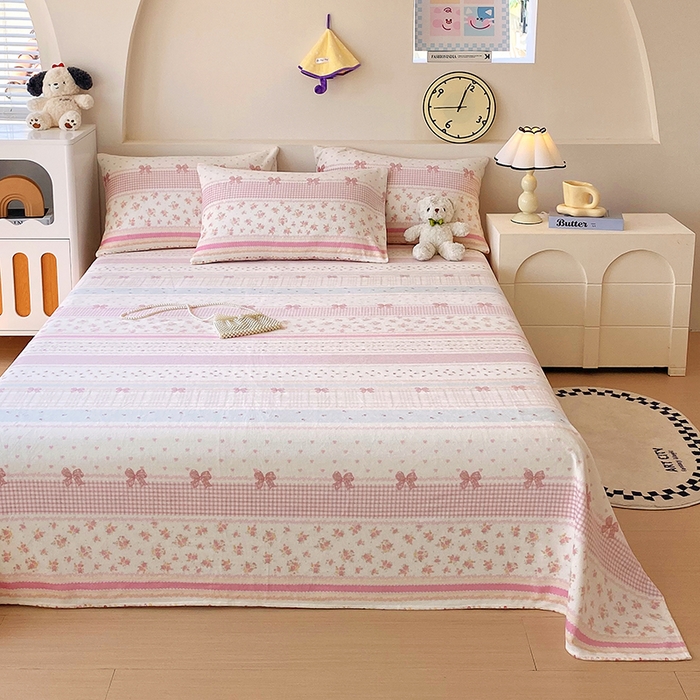 91家纺网 家纺一手货源 找家纺 艾橙家纺 2025秋冬新款高克重牛奶绒印花床单单品床单床单单件 春色结语