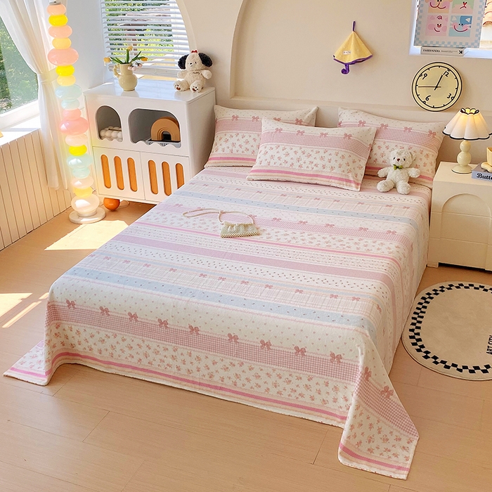 91家纺网 家纺一手货源 找家纺 艾橙家纺 2025秋冬新款高克重牛奶绒印花床单单品床单床单单件 春色结语