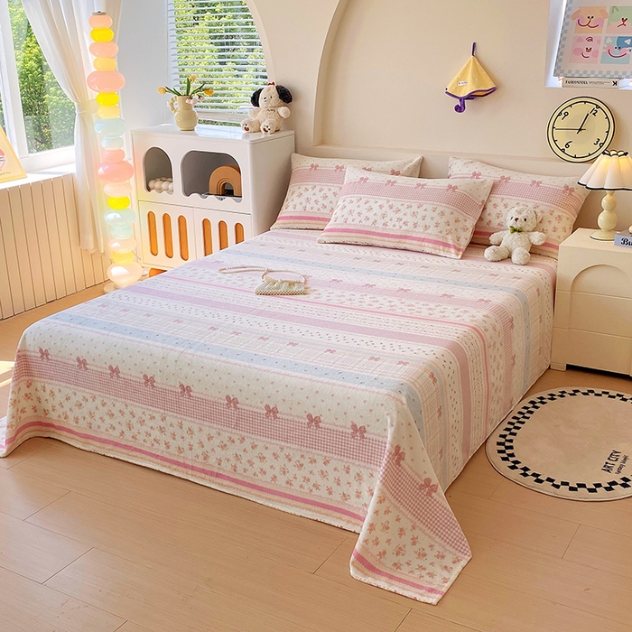 91家纺网 家纺一手货源 找家纺 艾橙家纺 2025秋冬新款高克重牛奶绒印花床单单品床单床单单件 春色结语