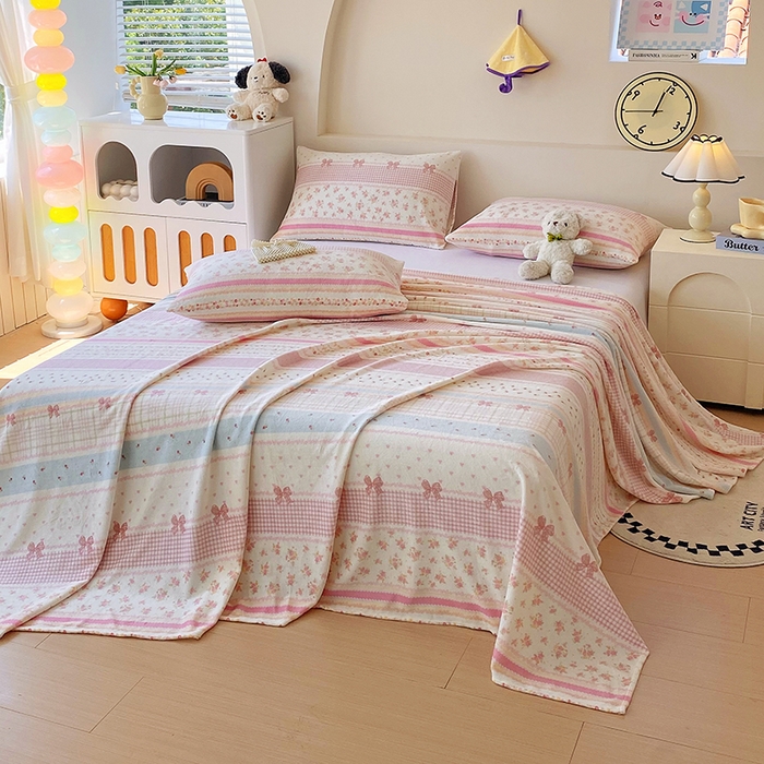 91家纺网 家纺一手货源 找家纺 艾橙家纺 2025秋冬新款高克重牛奶绒印花床单单品床单床单单件 春色结语