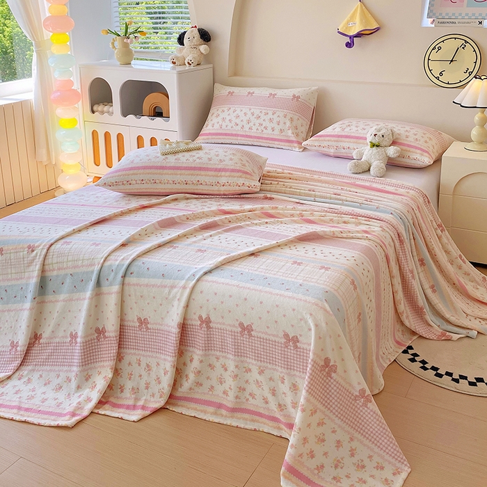 91家纺网 家纺一手货源 找家纺 艾橙家纺 2025秋冬新款高克重牛奶绒印花床单单品床单床单单件 春色结语