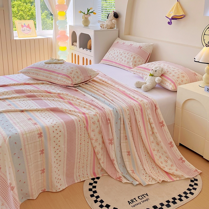 91家纺网 家纺一手货源 找家纺 艾橙家纺 2025秋冬新款高克重牛奶绒印花床单单品床单床单单件 春色结语