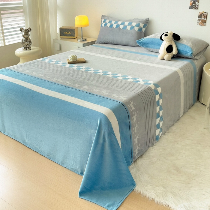 91家纺网 家纺一手货源 找家纺 艾橙家纺 2025秋冬新款高克重牛奶绒印花床单单品床单床单单件 风车小鹿