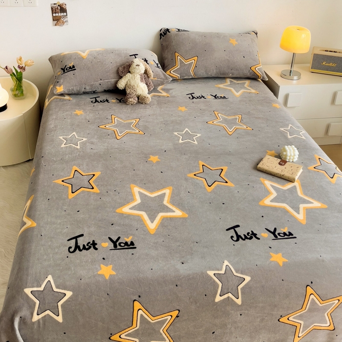 91家纺网 家纺一手货源 找家纺 艾橙家纺 2025秋冬新款高克重牛奶绒印花床单单品床单床单单件 浪漫星海