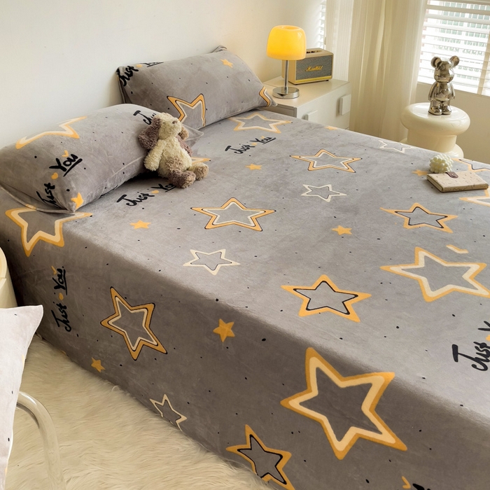 91家纺网 家纺一手货源 找家纺 艾橙家纺 2025秋冬新款高克重牛奶绒印花床单单品床单床单单件 浪漫星海