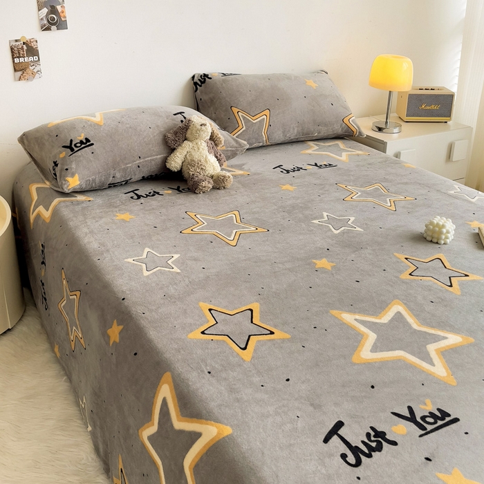 91家纺网 家纺一手货源 找家纺 艾橙家纺 2025秋冬新款高克重牛奶绒印花床单单品床单床单单件 浪漫星海