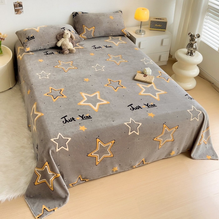 91家纺网 家纺一手货源 找家纺 艾橙家纺 2025秋冬新款高克重牛奶绒印花床单单品床单床单单件 浪漫星海