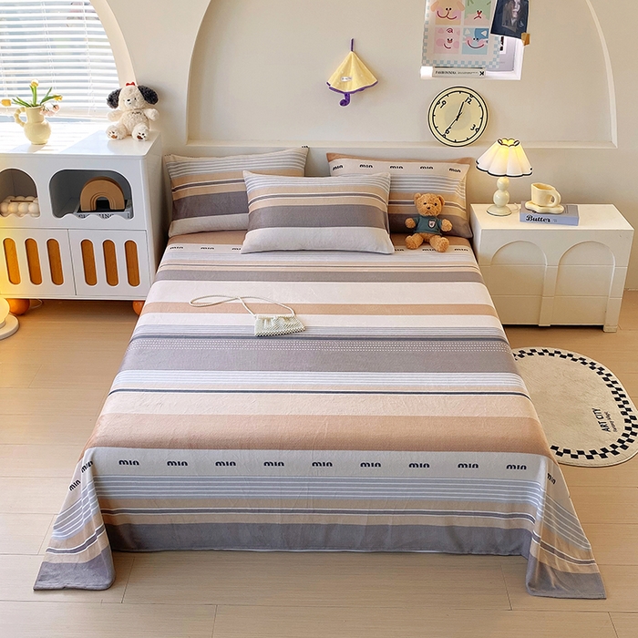 艾橙家纺 2025秋冬新款高克重牛奶绒印花床单单品床单床单单件 米兰风尚-咖