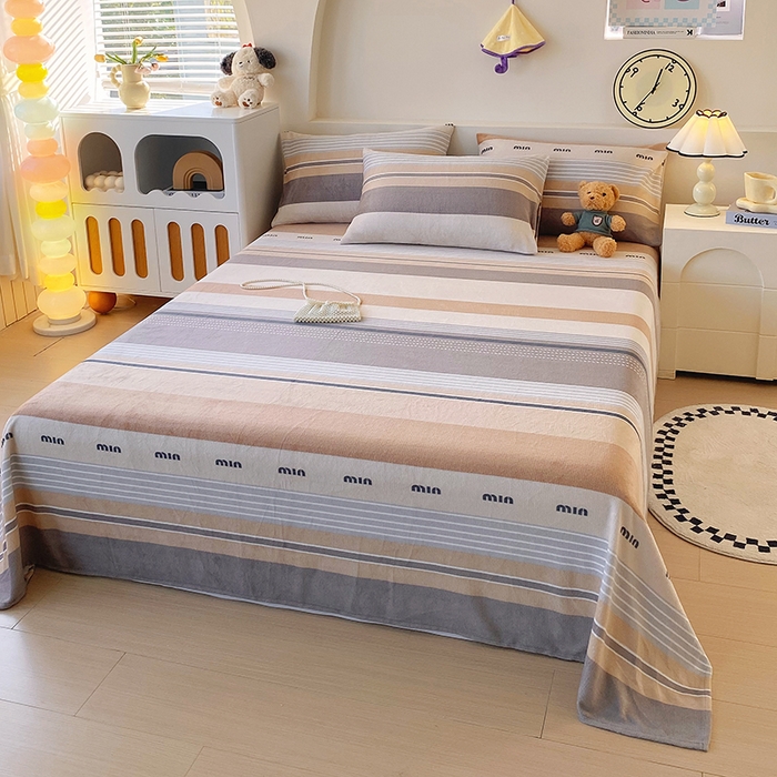 91家纺网 家纺一手货源 找家纺 艾橙家纺 2025秋冬新款高克重牛奶绒印花床单单品床单床单单件 米兰风尚-咖