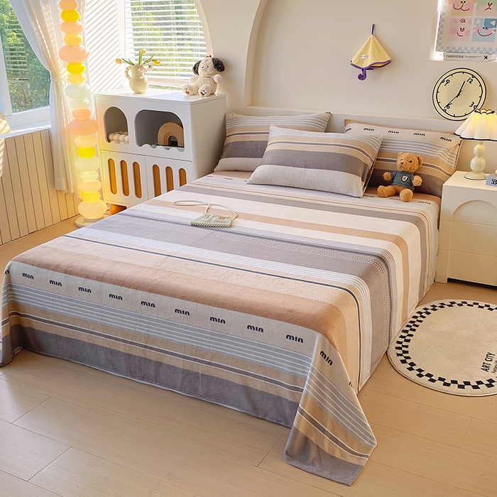 91家纺网 家纺一手货源 找家纺 艾橙家纺 2025秋冬新款高克重牛奶绒印花床单单品床单床单单件 米兰风尚-咖