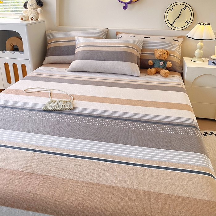 91家纺网 家纺一手货源 找家纺 艾橙家纺 2025秋冬新款高克重牛奶绒印花床单单品床单床单单件 米兰风尚-咖