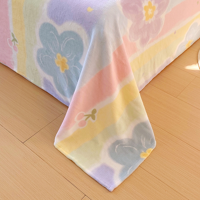 91家纺网 家纺一手货源 找家纺 艾橙家纺 2025秋冬新款高克重牛奶绒印花床单单品床单床单单件 七彩花梦