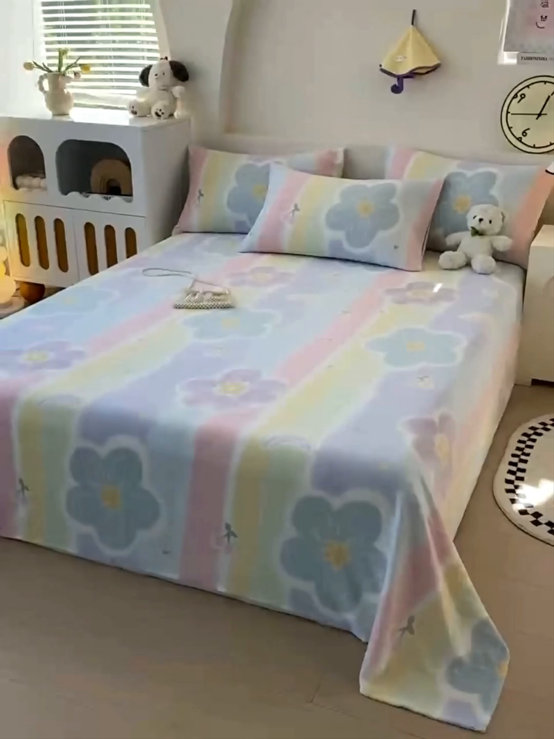 91家纺网 家纺一手货源 找家纺 艾橙家纺 2025秋冬新款高克重牛奶绒印花床单单品床单床单单件 七彩花梦