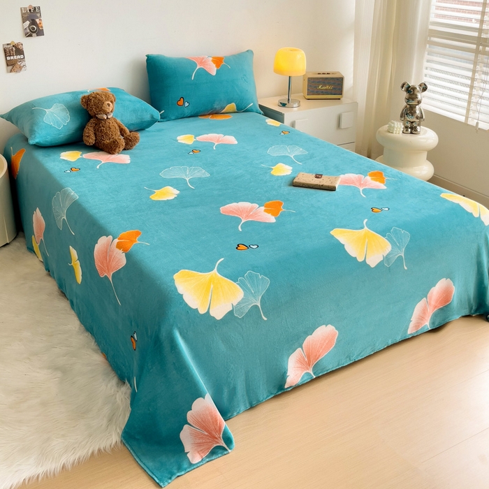 91家纺网 家纺一手货源 找家纺 艾橙家纺 2025秋冬新款高克重牛奶绒印花床单单品床单床单单件 晚秋