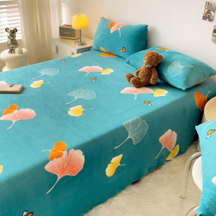 91家纺网 家纺一手货源 找家纺 艾橙家纺 2025秋冬新款高克重牛奶绒印花床单单品床单床单单件 晚秋