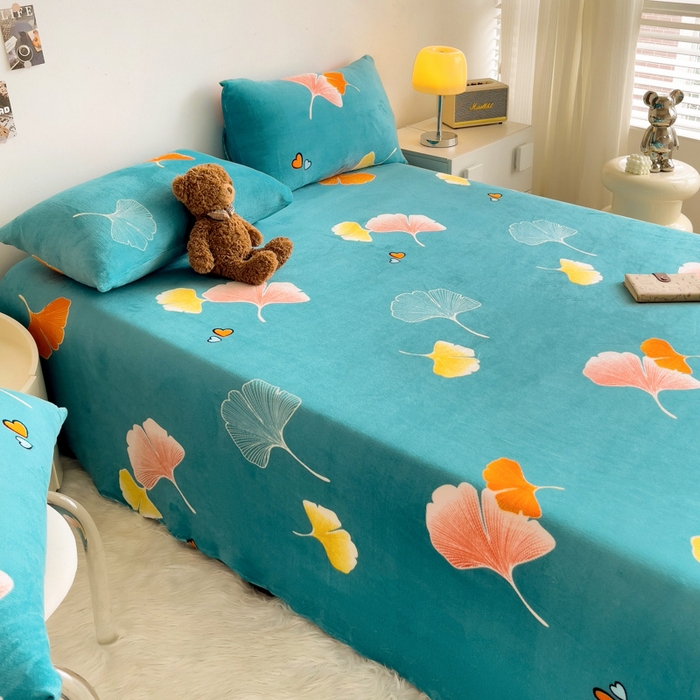 91家纺网 家纺一手货源 找家纺 艾橙家纺 2025秋冬新款高克重牛奶绒印花床单单品床单床单单件 晚秋