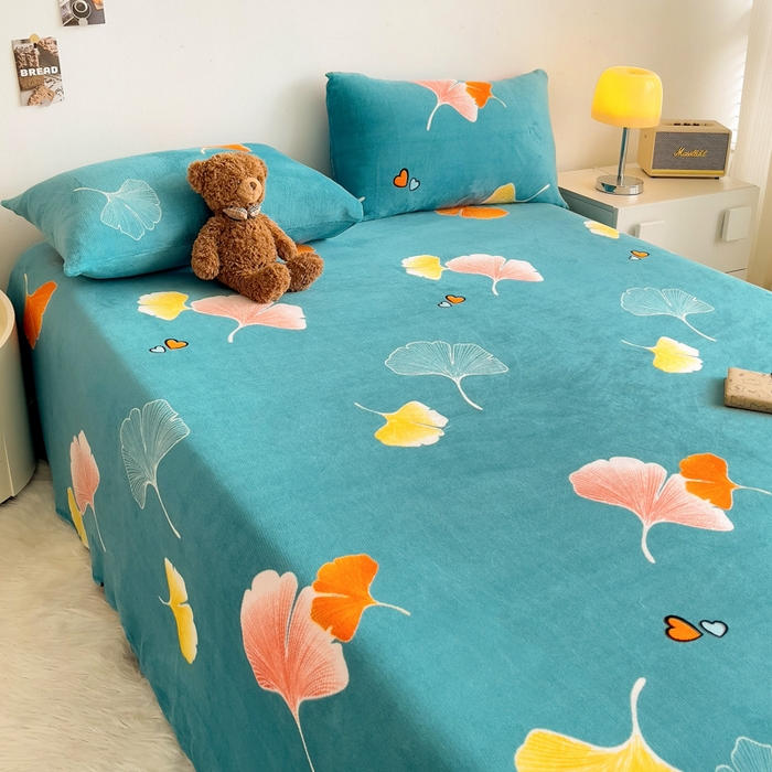 91家纺网 家纺一手货源 找家纺 艾橙家纺 2025秋冬新款高克重牛奶绒印花床单单品床单床单单件 晚秋