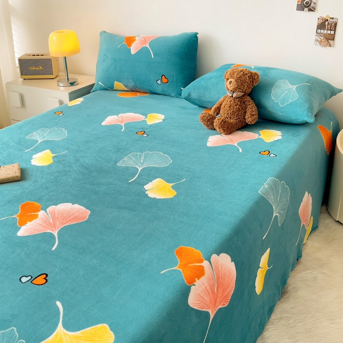 91家纺网 家纺一手货源 找家纺 艾橙家纺 2025秋冬新款高克重牛奶绒印花床单单品床单床单单件 晚秋