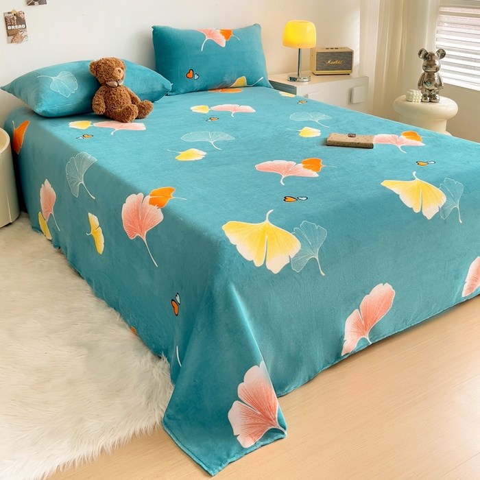 91家纺网 家纺一手货源 找家纺 艾橙家纺 2025秋冬新款高克重牛奶绒印花床单单品床单床单单件 晚秋