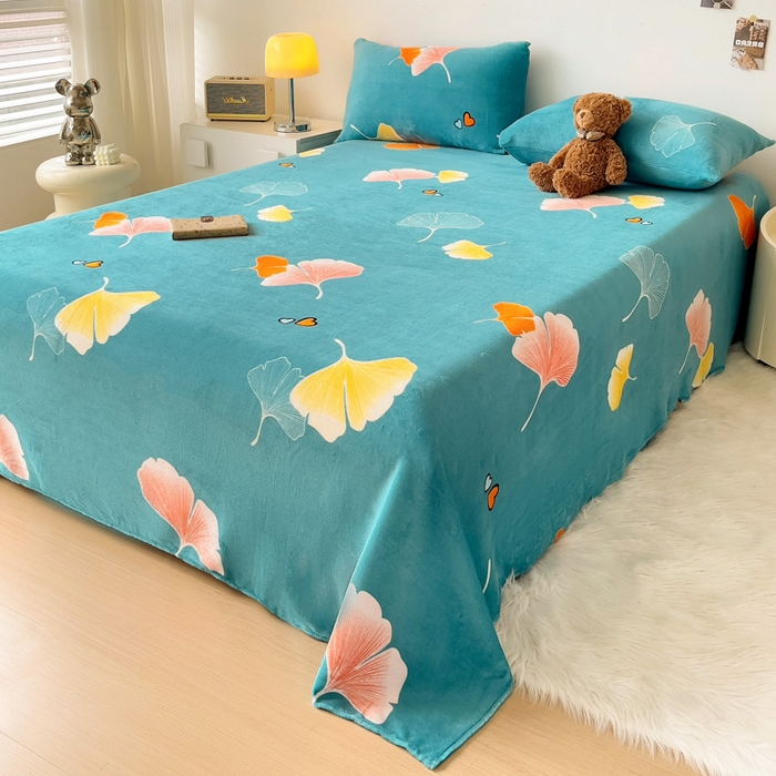 91家纺网 家纺一手货源 找家纺 艾橙家纺 2025秋冬新款高克重牛奶绒印花床单单品床单床单单件 晚秋