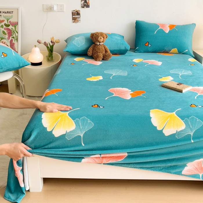 91家纺网 家纺一手货源 找家纺 艾橙家纺 2025秋冬新款高克重牛奶绒印花床单单品床单床单单件 晚秋