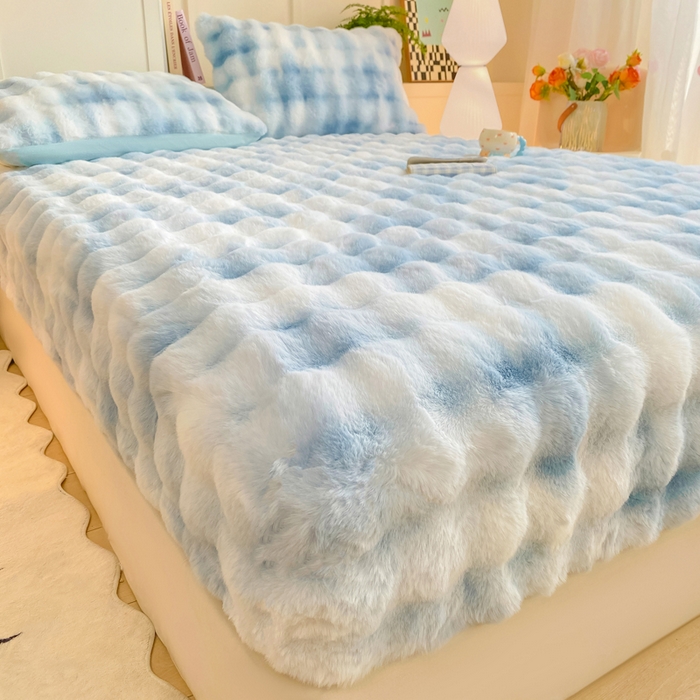 91家纺网 家纺一手货源 找家纺 （总）耐思家纺 2025新款泡泡牛奶绒纯色单品床笠床笠单件