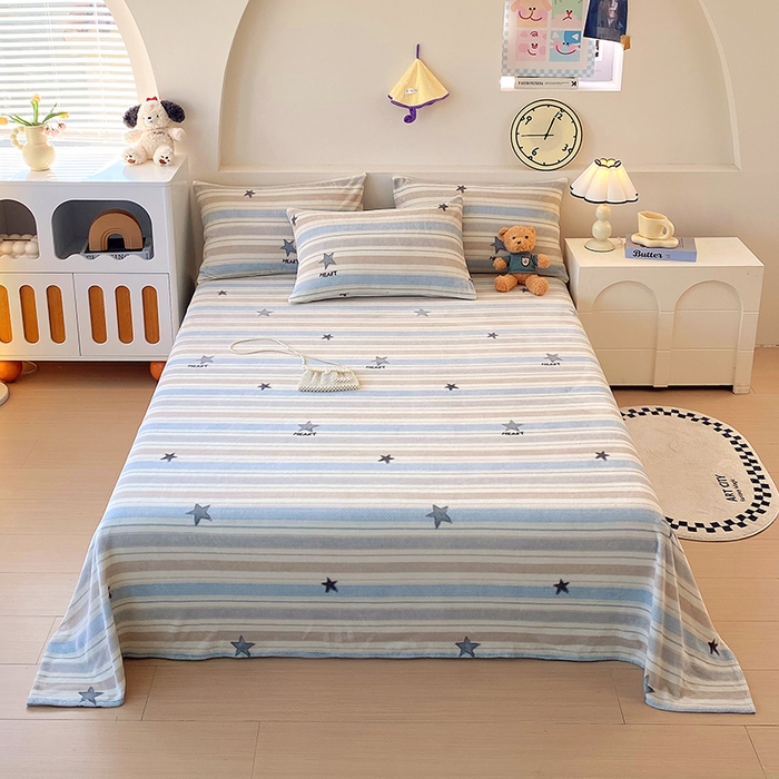 艾橙家纺 2025秋冬新款高克重牛奶绒印花床单单品床单床单单件 星动旋律