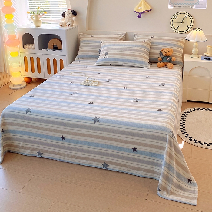 91家纺网 家纺一手货源 找家纺 艾橙家纺 2025秋冬新款高克重牛奶绒印花床单单品床单床单单件 星动旋律