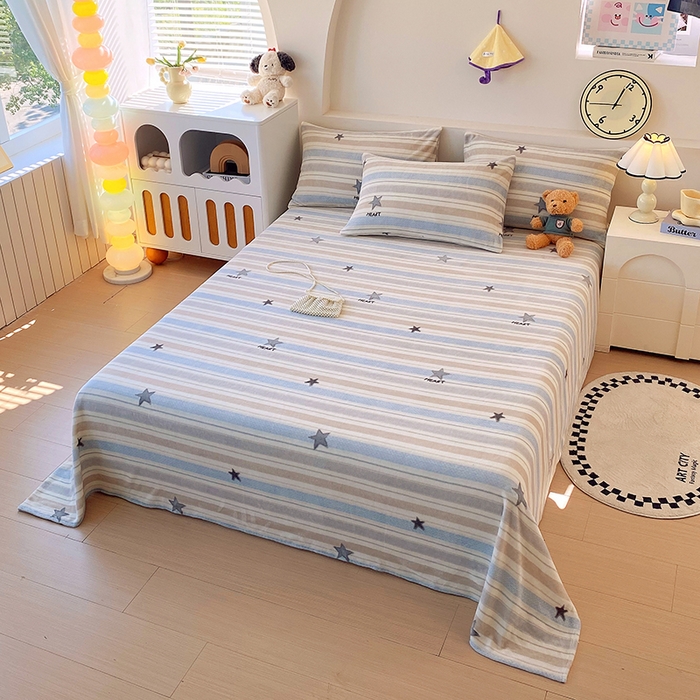 91家纺网 家纺一手货源 找家纺 艾橙家纺 2025秋冬新款高克重牛奶绒印花床单单品床单床单单件 星动旋律