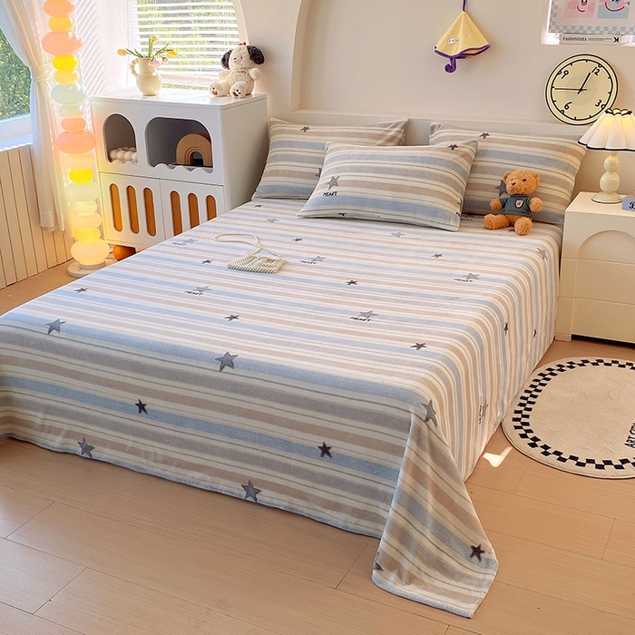 91家纺网 家纺一手货源 找家纺 艾橙家纺 2025秋冬新款高克重牛奶绒印花床单单品床单床单单件 星动旋律