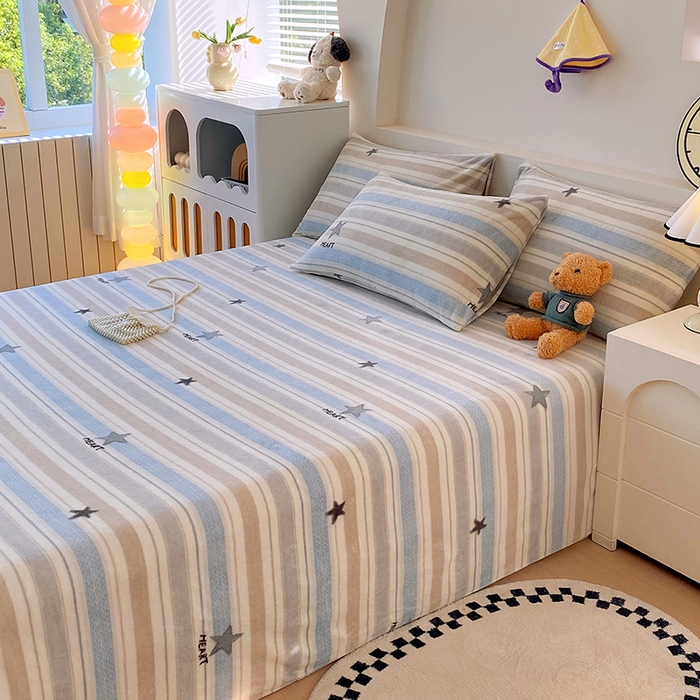 91家纺网 家纺一手货源 找家纺 艾橙家纺 2025秋冬新款高克重牛奶绒印花床单单品床单床单单件 星动旋律