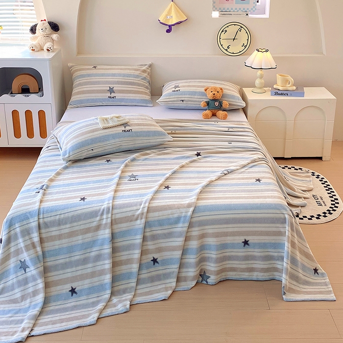 91家纺网 家纺一手货源 找家纺 艾橙家纺 2025秋冬新款高克重牛奶绒印花床单单品床单床单单件 星动旋律