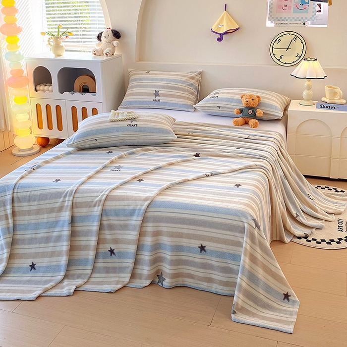 91家纺网 家纺一手货源 找家纺 艾橙家纺 2025秋冬新款高克重牛奶绒印花床单单品床单床单单件 星动旋律