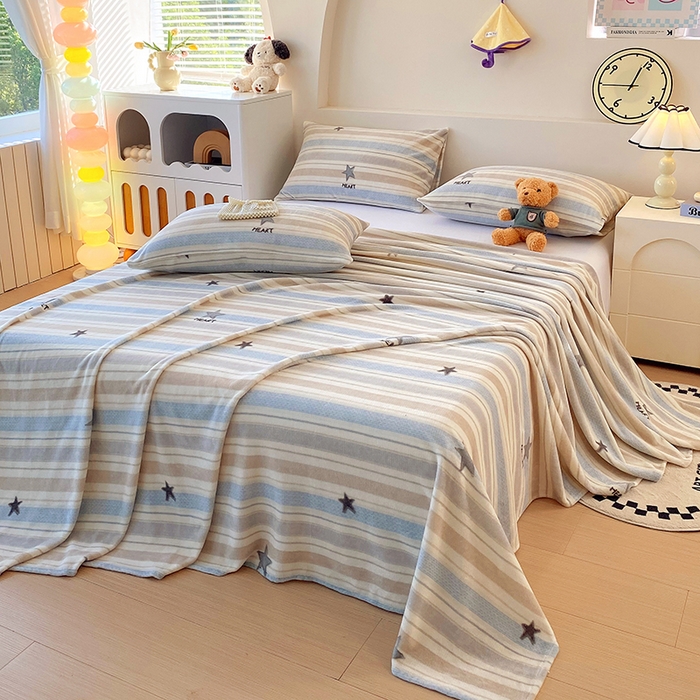 91家纺网 家纺一手货源 找家纺 艾橙家纺 2025秋冬新款高克重牛奶绒印花床单单品床单床单单件 星动旋律