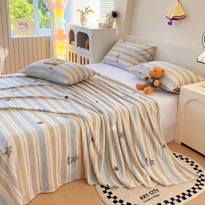 91家纺网 家纺一手货源 找家纺 艾橙家纺 2025秋冬新款高克重牛奶绒印花床单单品床单床单单件 星动旋律