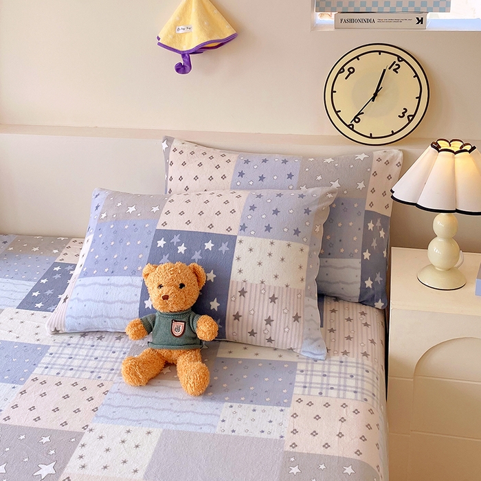 91家纺网 家纺一手货源 找家纺 艾橙家纺 2025秋冬新款高克重牛奶绒印花床单单品床单床单单件 星河