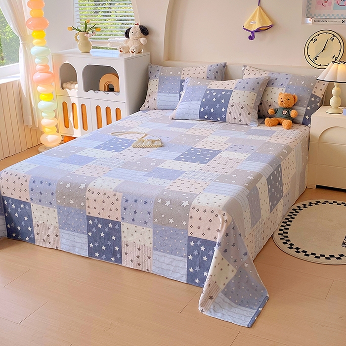 91家纺网 家纺一手货源 找家纺 艾橙家纺 2025秋冬新款高克重牛奶绒印花床单单品床单床单单件 星河