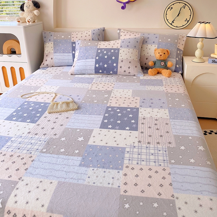 91家纺网 家纺一手货源 找家纺 艾橙家纺 2025秋冬新款高克重牛奶绒印花床单单品床单床单单件 星河